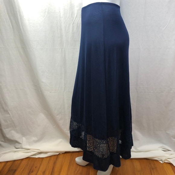 Dynamite Navy Blue Maxi Skirt w/ Crochet Detail - Picture 2 of 6